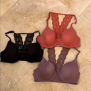 3 Victoria’s Secret lace back front close bras
